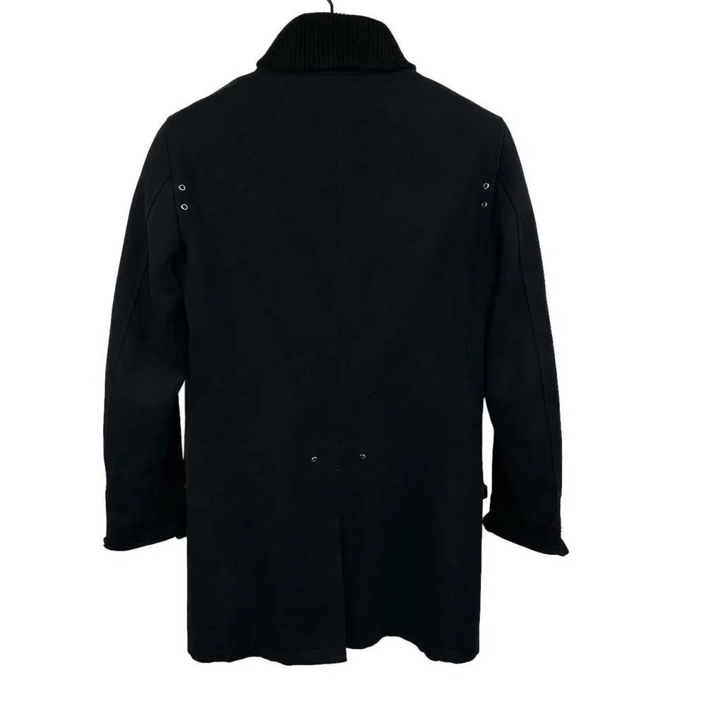 ZARA MAN Black Tag Coat Black Zip Hook Closure Cotton Wool Poly Blend‎ Small